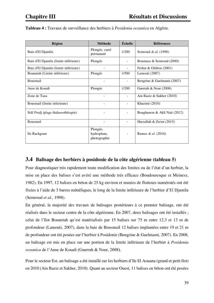 Distribution des herbiers et des espèces associées aux herbiers à Posidonia oceanica de la côte algérienne: