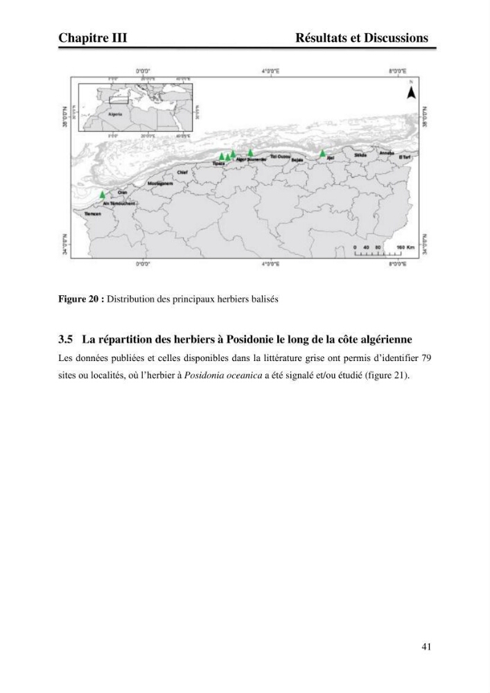 Distribution des herbiers et des espèces associées aux herbiers à Posidonia oceanica de la côte algérienne: