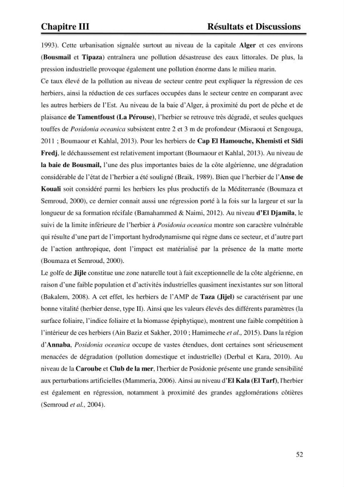 Distribution des herbiers et des espèces associées aux herbiers à Posidonia oceanica de la côte algérienne:
