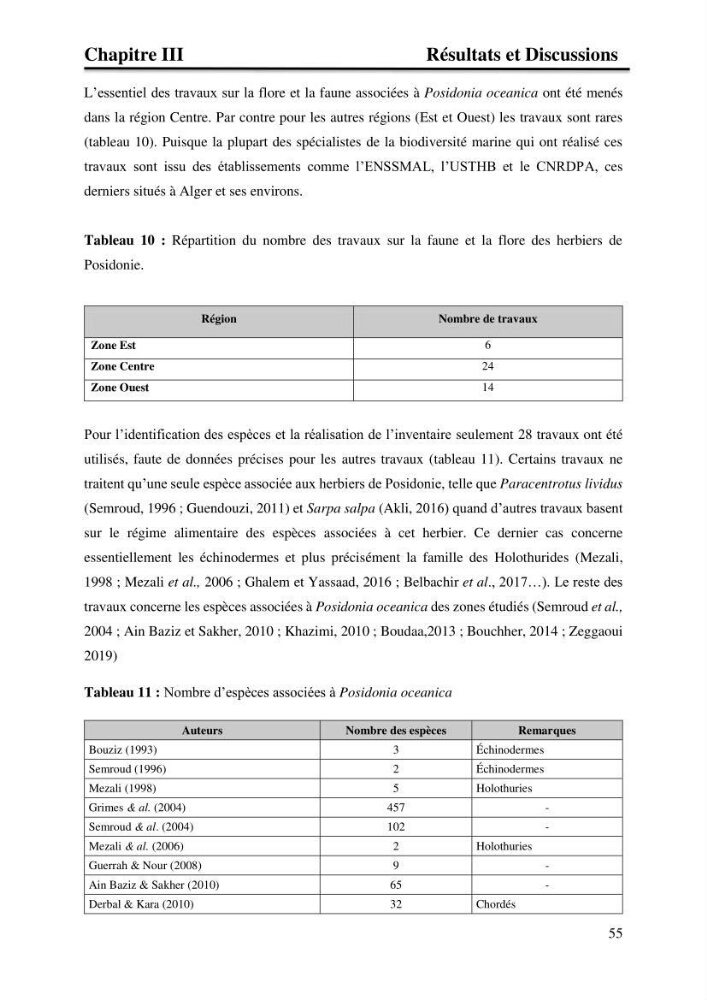 Distribution des herbiers et des espèces associées aux herbiers à Posidonia oceanica de la côte algérienne: