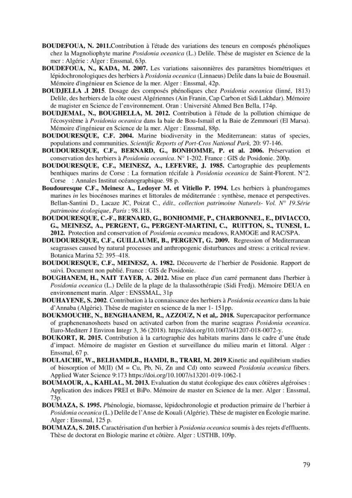 Distribution des herbiers et des espèces associées aux herbiers à Posidonia oceanica de la côte algérienne: