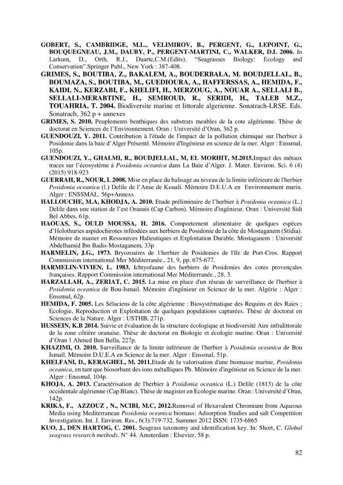 Distribution des herbiers et des espèces associées aux herbiers à Posidonia oceanica de la côte algérienne:
