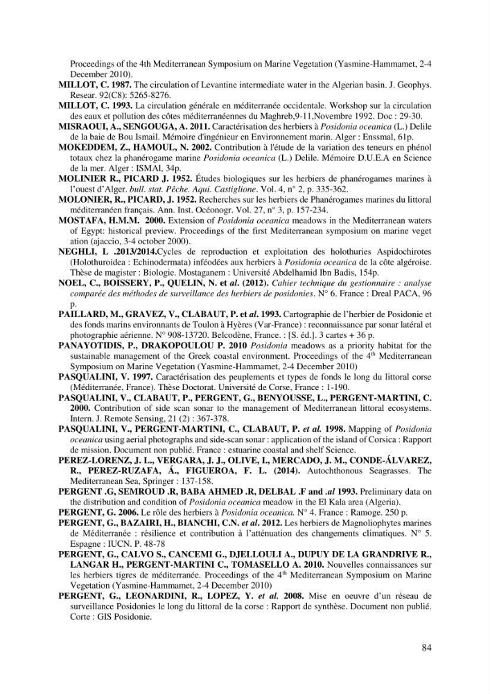Distribution des herbiers et des espèces associées aux herbiers à Posidonia oceanica de la côte algérienne: