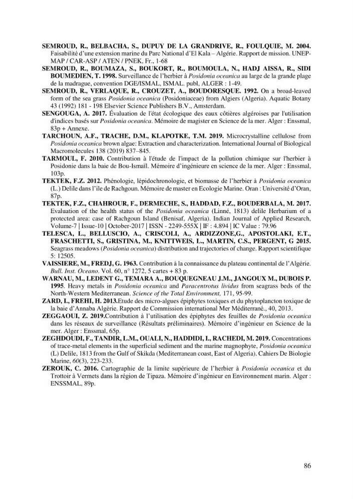 Distribution des herbiers et des espèces associées aux herbiers à Posidonia oceanica de la côte algérienne:
