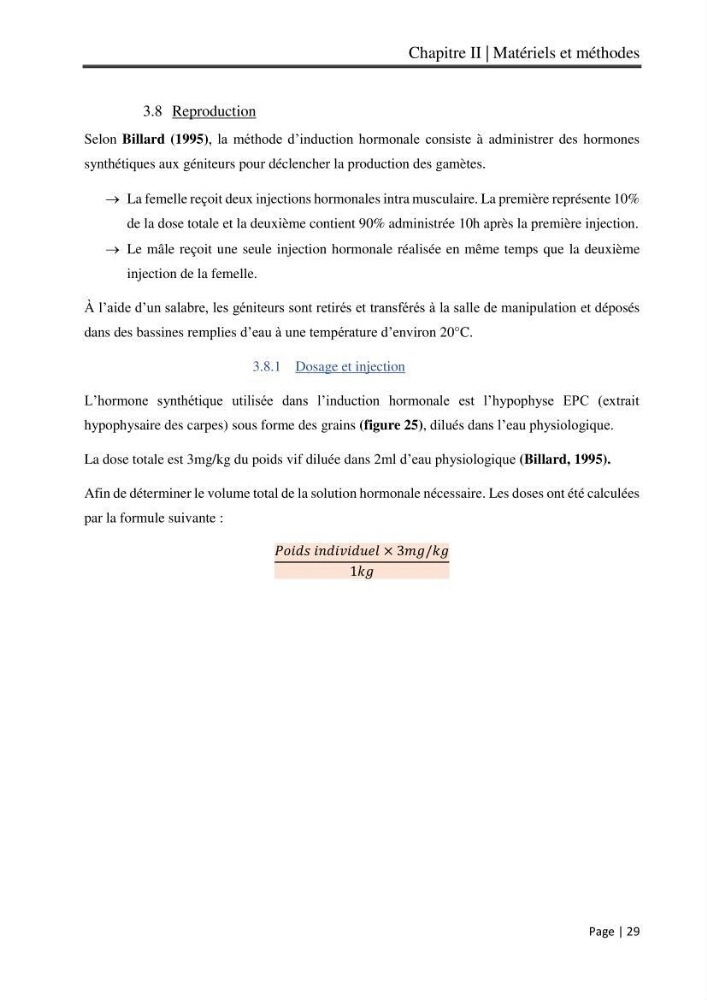 Maitrise et suivi de la reproduction artificielle et de l\'alevinage de la carpe koi (Cyprinus carpio carpio)
