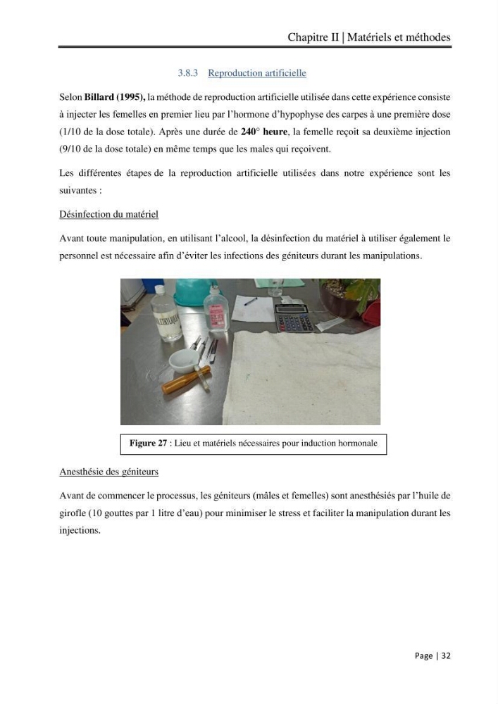 Maitrise et suivi de la reproduction artificielle et de l\'alevinage de la carpe koi (Cyprinus carpio carpio)