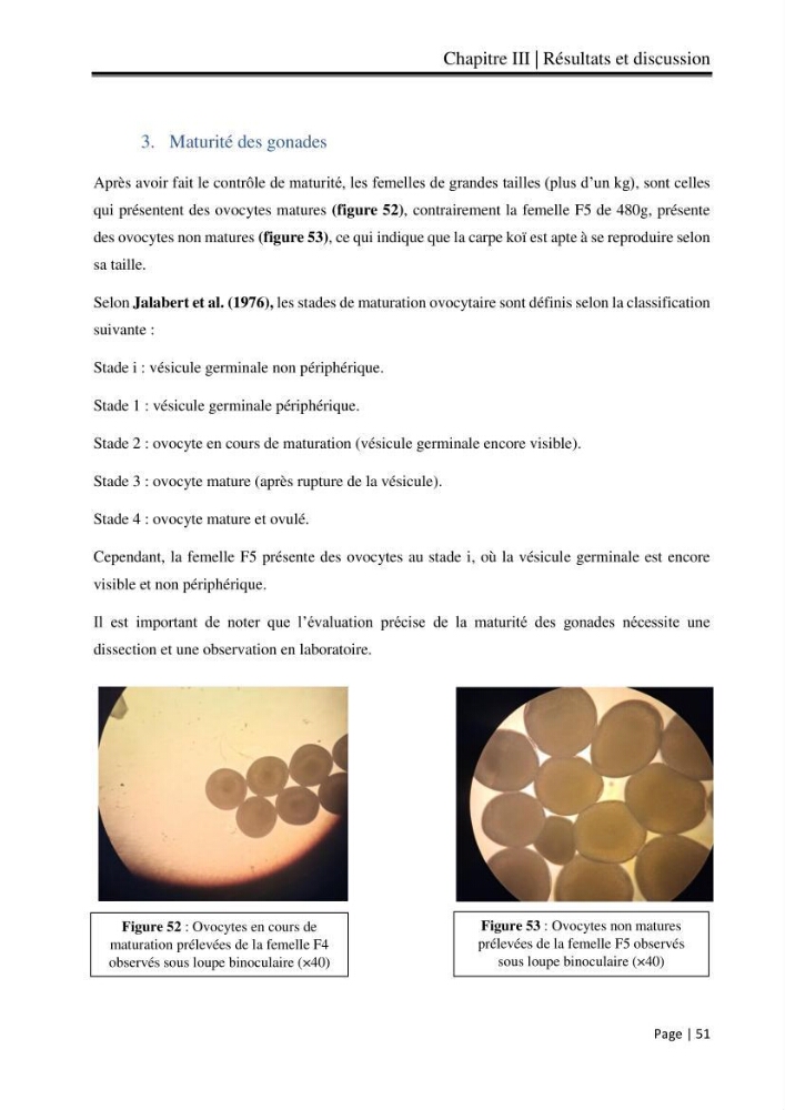 Maitrise et suivi de la reproduction artificielle et de l\'alevinage de la carpe koi (Cyprinus carpio carpio)