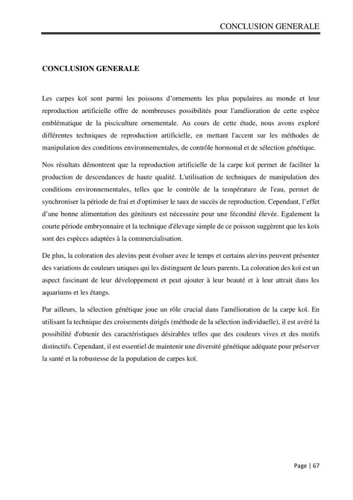 Maitrise et suivi de la reproduction artificielle et de l\'alevinage de la carpe koi (Cyprinus carpio carpio)