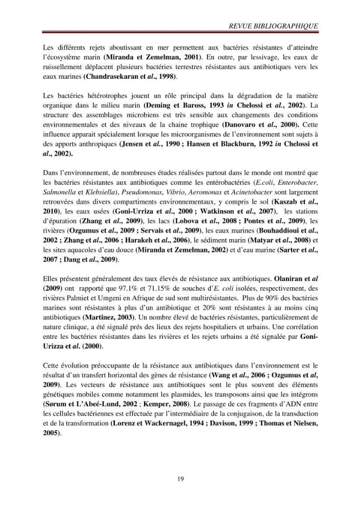 Détection de la résistance bactérienne aux antibiotiques dans l\'environnement marin, influence des apports anthropiques