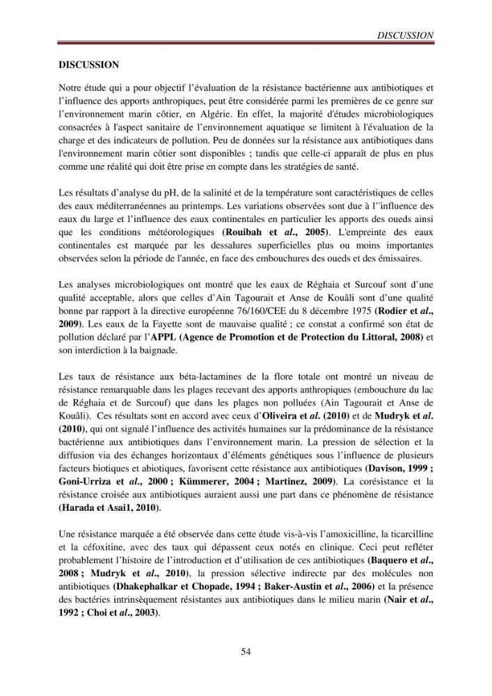Détection de la résistance bactérienne aux antibiotiques dans l\'environnement marin, influence des apports anthropiques