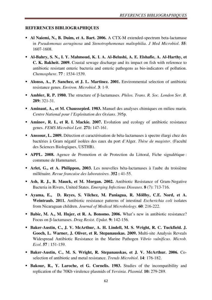 Détection de la résistance bactérienne aux antibiotiques dans l\'environnement marin, influence des apports anthropiques
