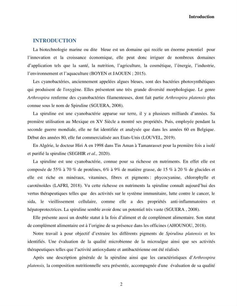 Extraction et identification des pigments de micro-algues à usage alimentaire et pharmaceutique: