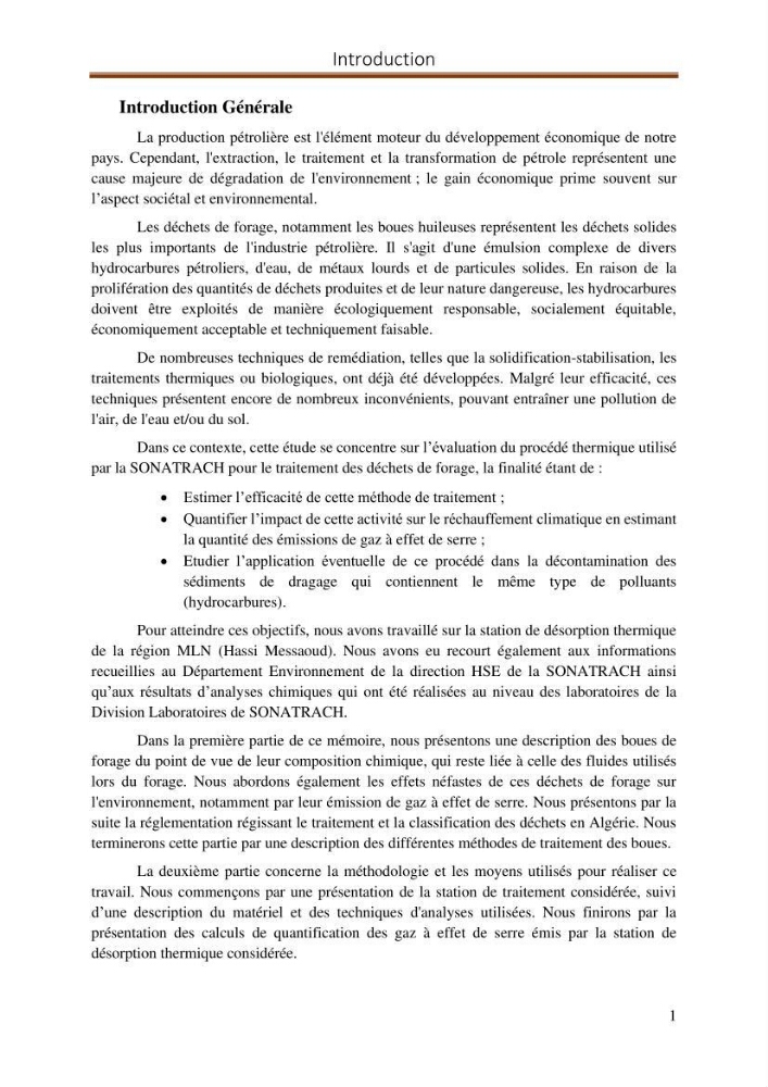 Evaluation d\'un procédé de traitement d\'un solcontaminé par les hydrocarbures: cas des bourbiers de forage