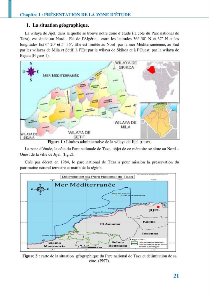 Etude géomorpho-sédimentaire de la zone côtière du parc National de Taza: wilaya de Jijel