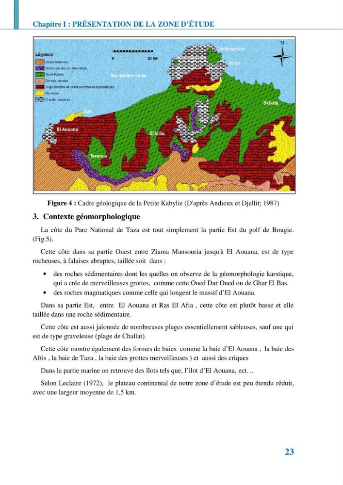 Etude géomorpho-sédimentaire de la zone côtière du parc National de Taza: wilaya de Jijel