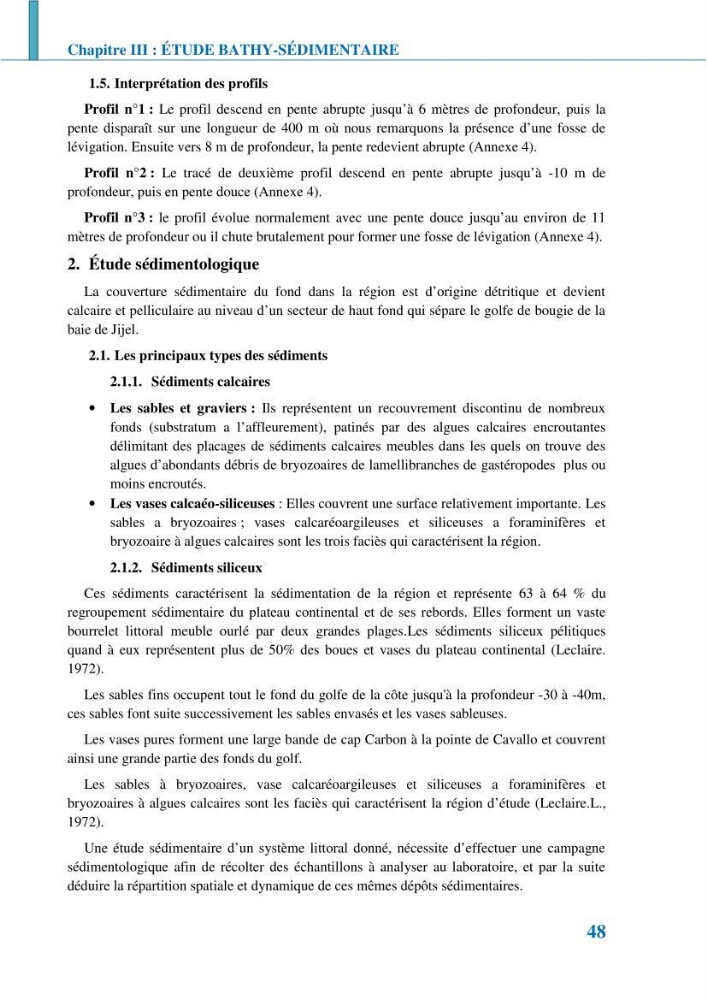 Etude géomorpho-sédimentaire de la zone côtière du parc National de Taza: wilaya de Jijel
