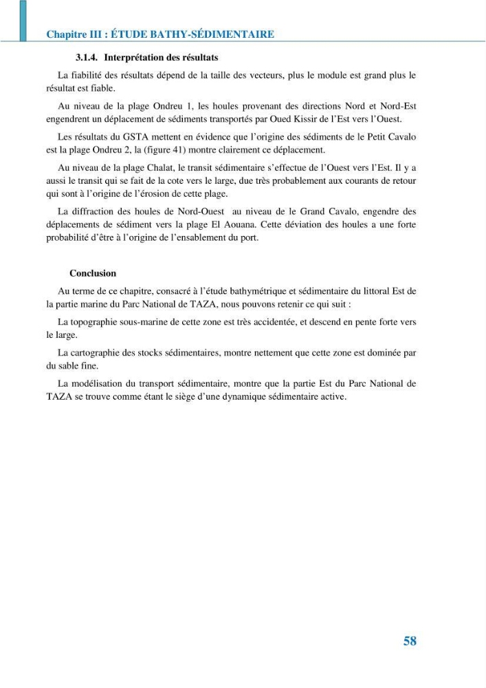Etude géomorpho-sédimentaire de la zone côtière du parc National de Taza: wilaya de Jijel