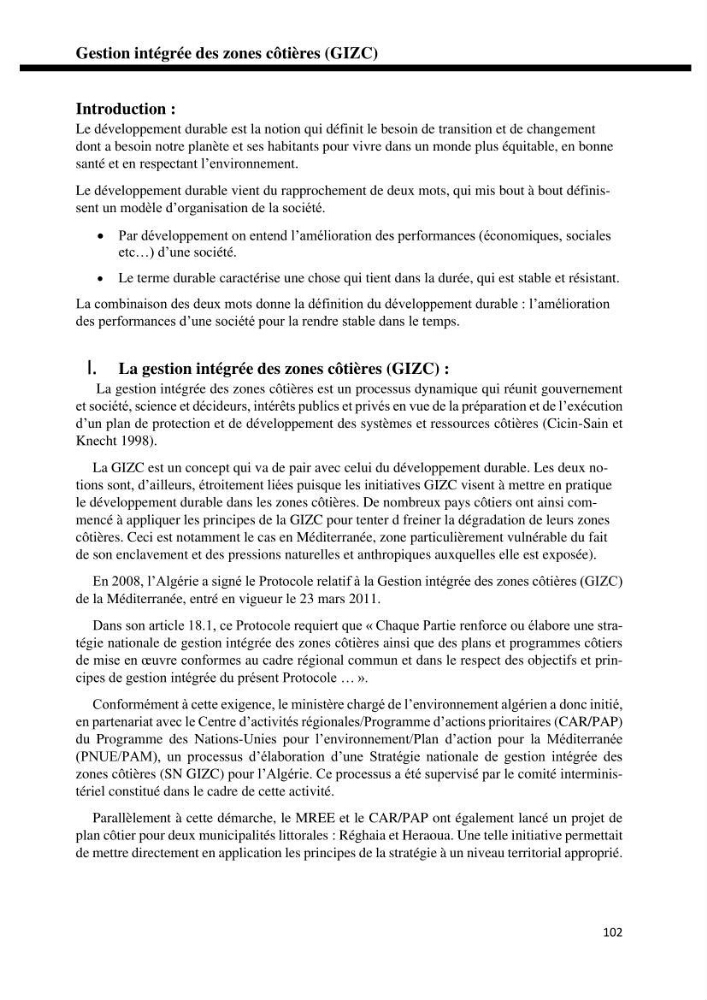 Etude d’aménagement de la baie d’Alger zone située entre Bordj El Kiffan (Le Lido) et Verte Rive: