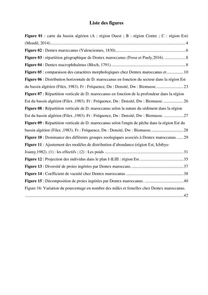 Contribution à l\'étude du comportement de dentex maroccanus (Osteichthyens, Sparidae) : Répartitions, communautés caractéristiques et régime alimentaire: