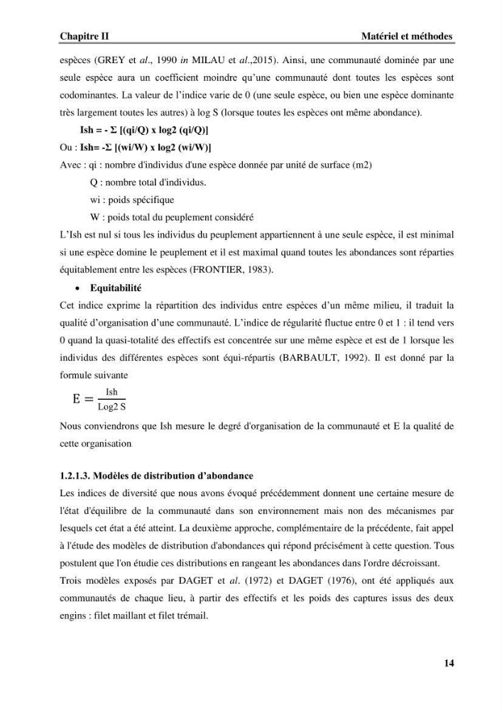 Contribution à l\'étude du comportement de dentex maroccanus (Osteichthyens, Sparidae) : Répartitions, communautés caractéristiques et régime alimentaire: