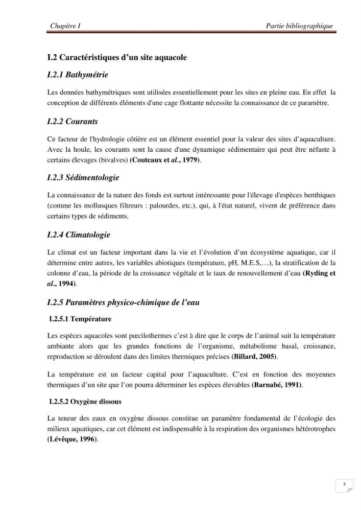 Contribution à l\'étude des sites à potentialités aquacoles en baie de Bou-Ismail