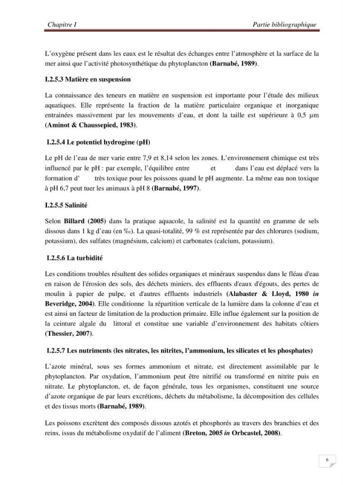 Contribution à l\'étude des sites à potentialités aquacoles en baie de Bou-Ismail
