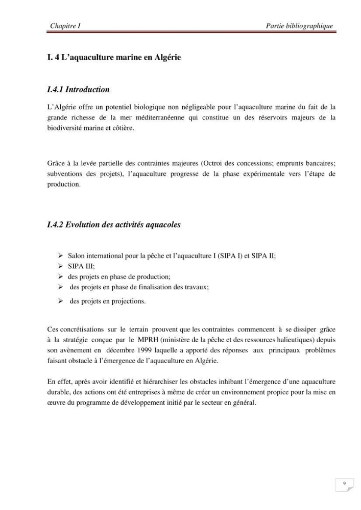 Contribution à l\'étude des sites à potentialités aquacoles en baie de Bou-Ismail