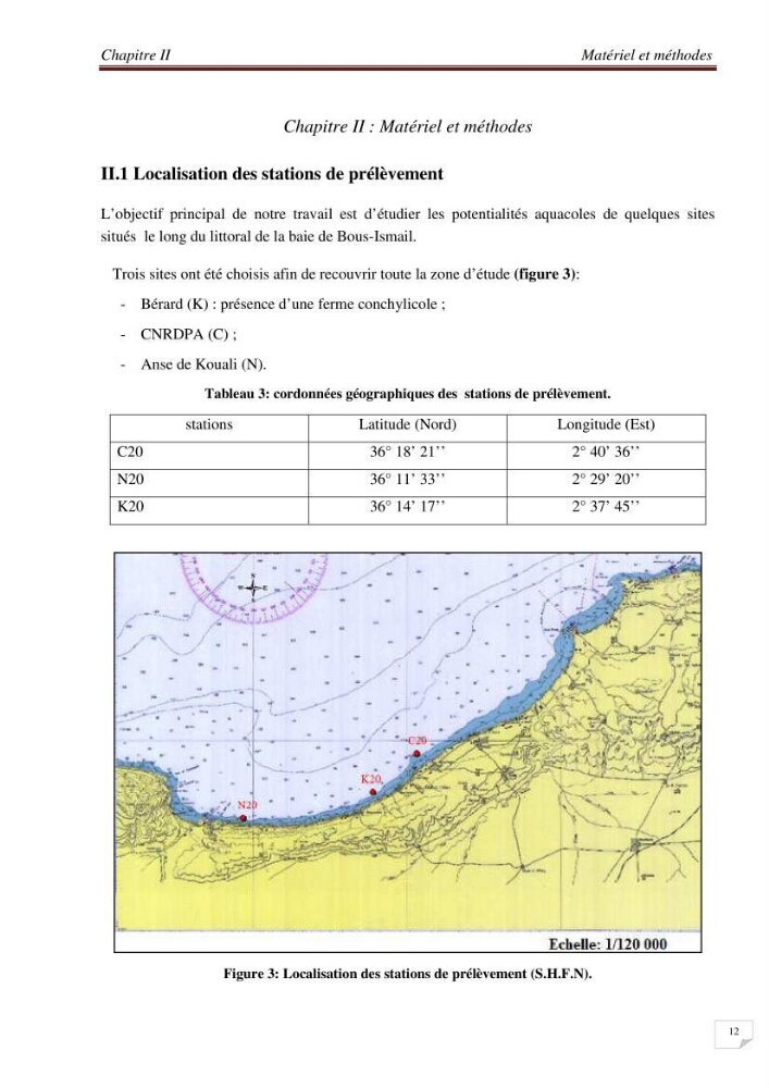 Contribution à l\'étude des sites à potentialités aquacoles en baie de Bou-Ismail