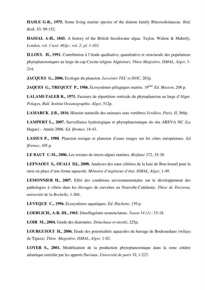 Contribution à l\'étude des sites à potentialités aquacoles en baie de Bou-Ismail