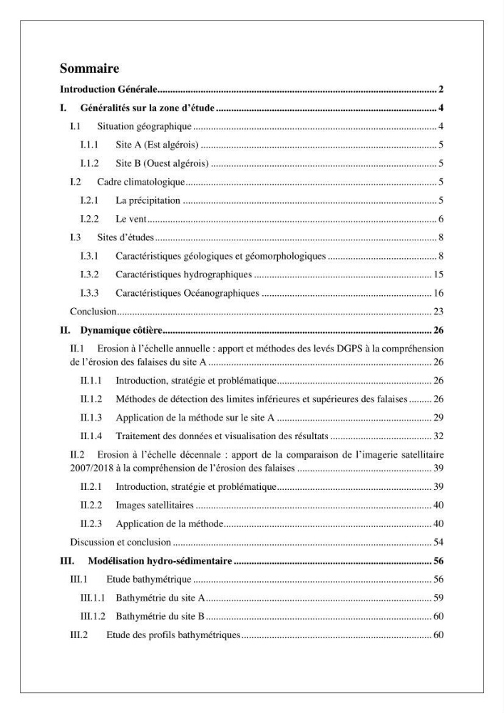 Diagnostic et étude de l’évolution des falaises de la région algéroise.: