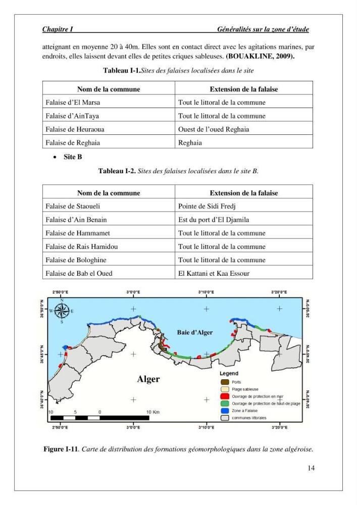 Diagnostic et étude de l’évolution des falaises de la région algéroise.: