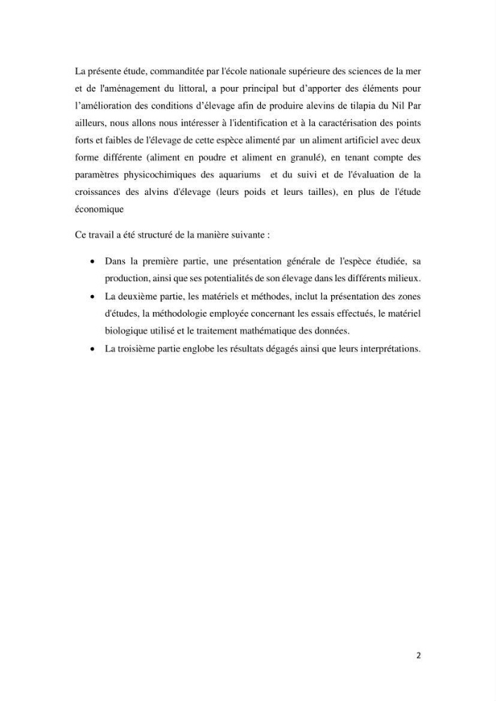 Etude comparative d\'un aliment commercial distribué en poudre et en granulé au cour de l\'élevage du tilapia du Nil ( tilapia nilotica):