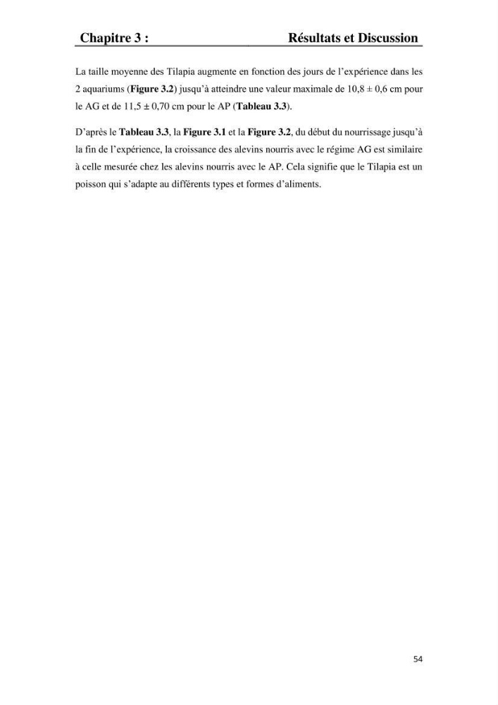 Etude comparative d\'un aliment commercial distribué en poudre et en granulé au cour de l\'élevage du tilapia du Nil ( tilapia nilotica):