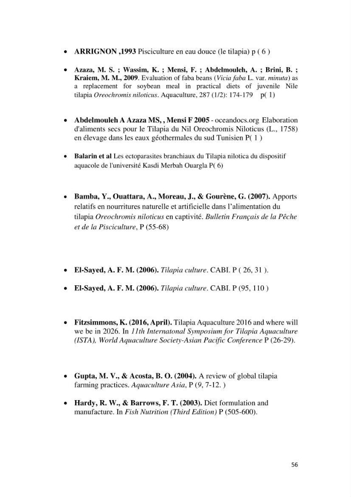 Etude comparative d\'un aliment commercial distribué en poudre et en granulé au cour de l\'élevage du tilapia du Nil ( tilapia nilotica):