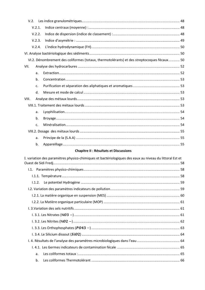 Etude des paramètres d’évaluation des matrices eau et sédiments des plages Est et Ouest de Sidi-Fredj:
