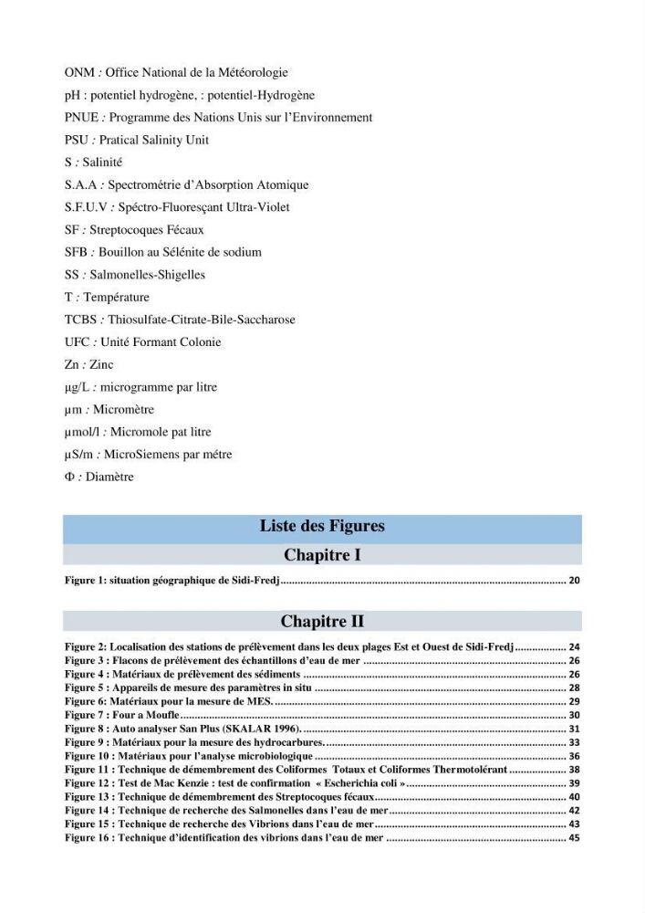 Etude des paramètres d’évaluation des matrices eau et sédiments des plages Est et Ouest de Sidi-Fredj: