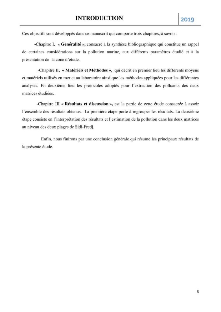 Etude des paramètres d’évaluation des matrices eau et sédiments des plages Est et Ouest de Sidi-Fredj: