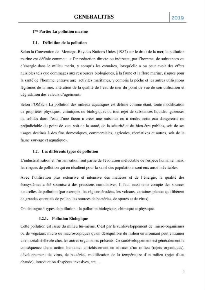 Etude des paramètres d’évaluation des matrices eau et sédiments des plages Est et Ouest de Sidi-Fredj: