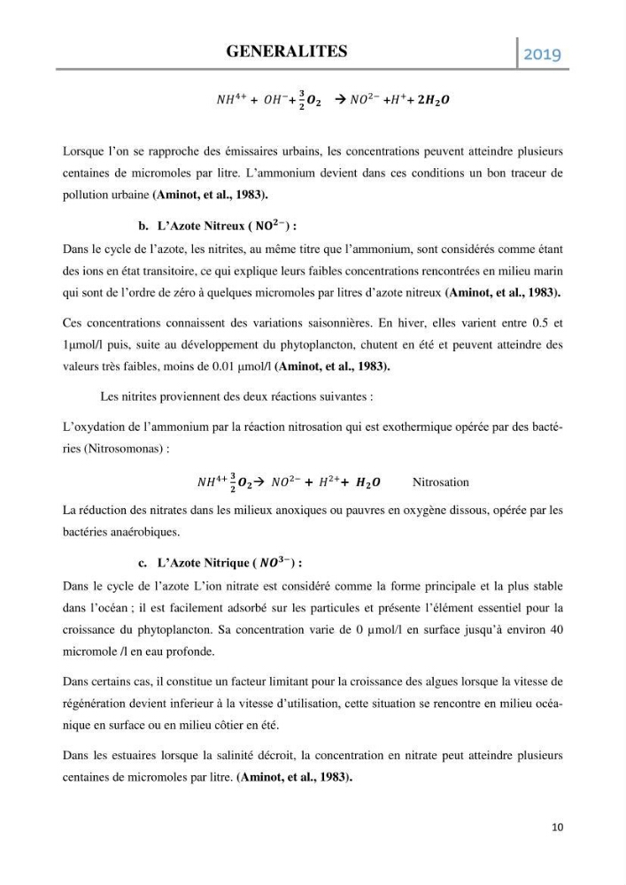 Etude des paramètres d’évaluation des matrices eau et sédiments des plages Est et Ouest de Sidi-Fredj:
