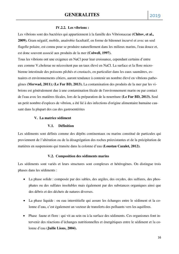 Etude des paramètres d’évaluation des matrices eau et sédiments des plages Est et Ouest de Sidi-Fredj: