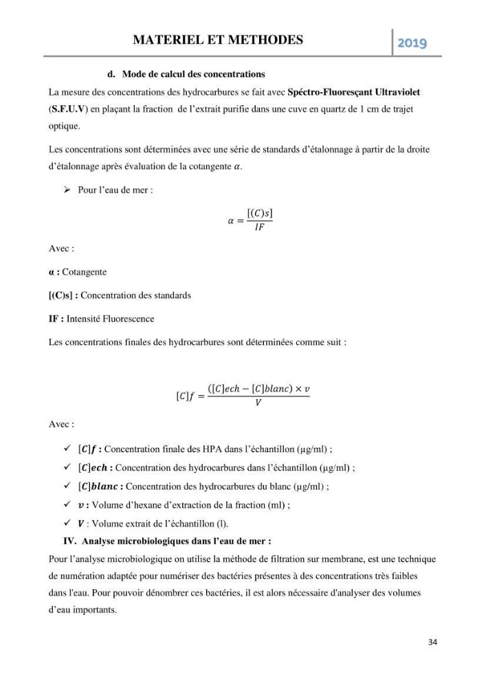 Etude des paramètres d’évaluation des matrices eau et sédiments des plages Est et Ouest de Sidi-Fredj:
