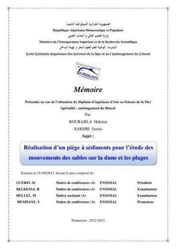 Réalisation d'un piège à sédiments pour l'étude des mouvements des sables sur le dune et les plages: Réalisation d'un piège à sédiments pour l'étude des mouvements des sables sur le dune et les plages: