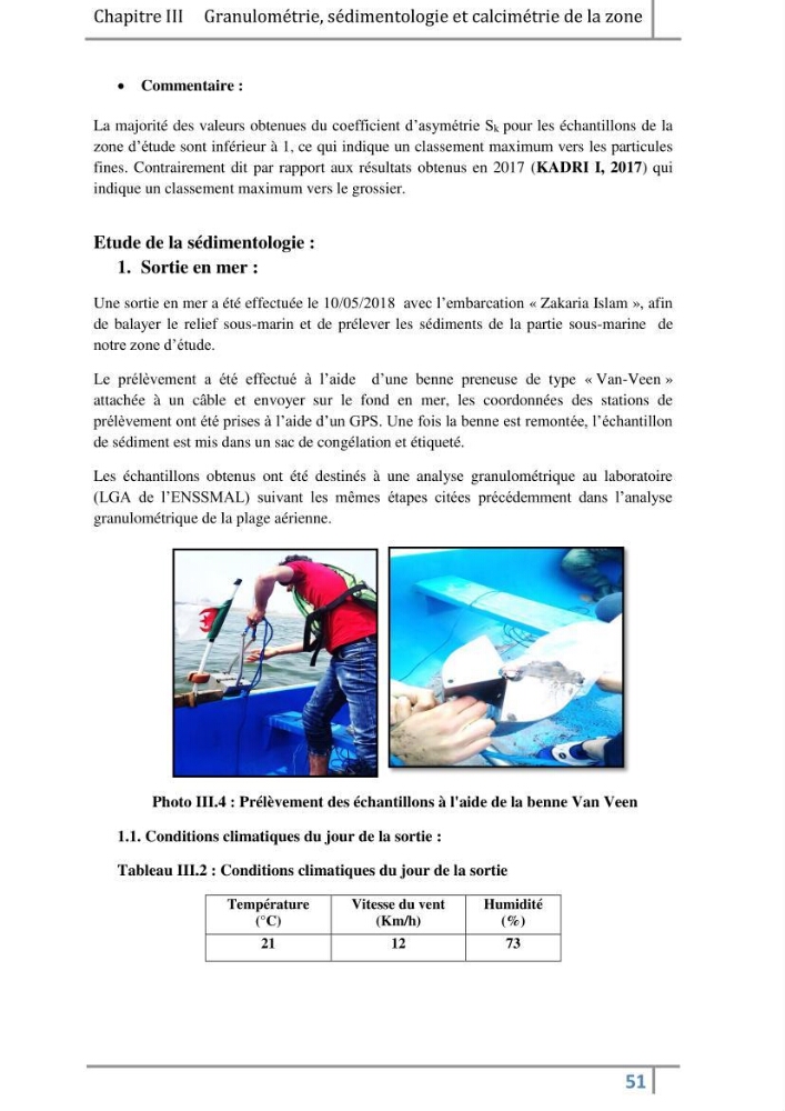 Morphodynamique et modélisation hydro-sédimentaire des plages du littoral centre Algérois « cas de la frange côtière Bordj El Kiffan »: