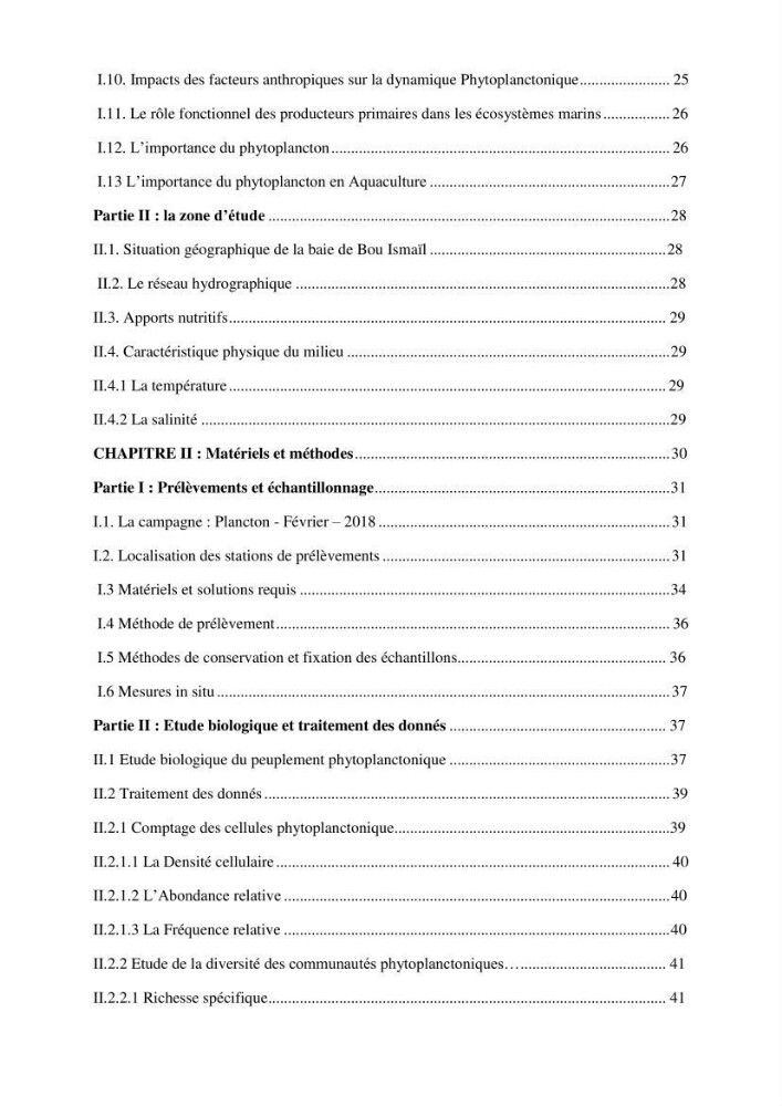 Dynamique et diversité du peuplement phytoplanctonique de la baie de Bou-Ismail.