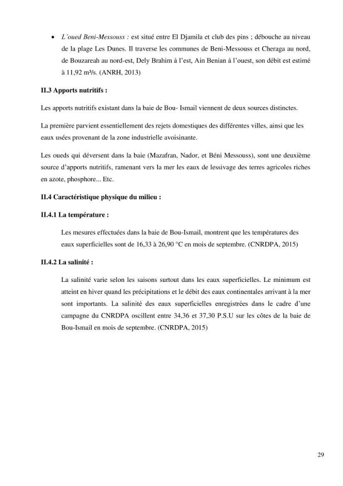 Dynamique et diversité du peuplement phytoplanctonique de la baie de Bou-Ismail.