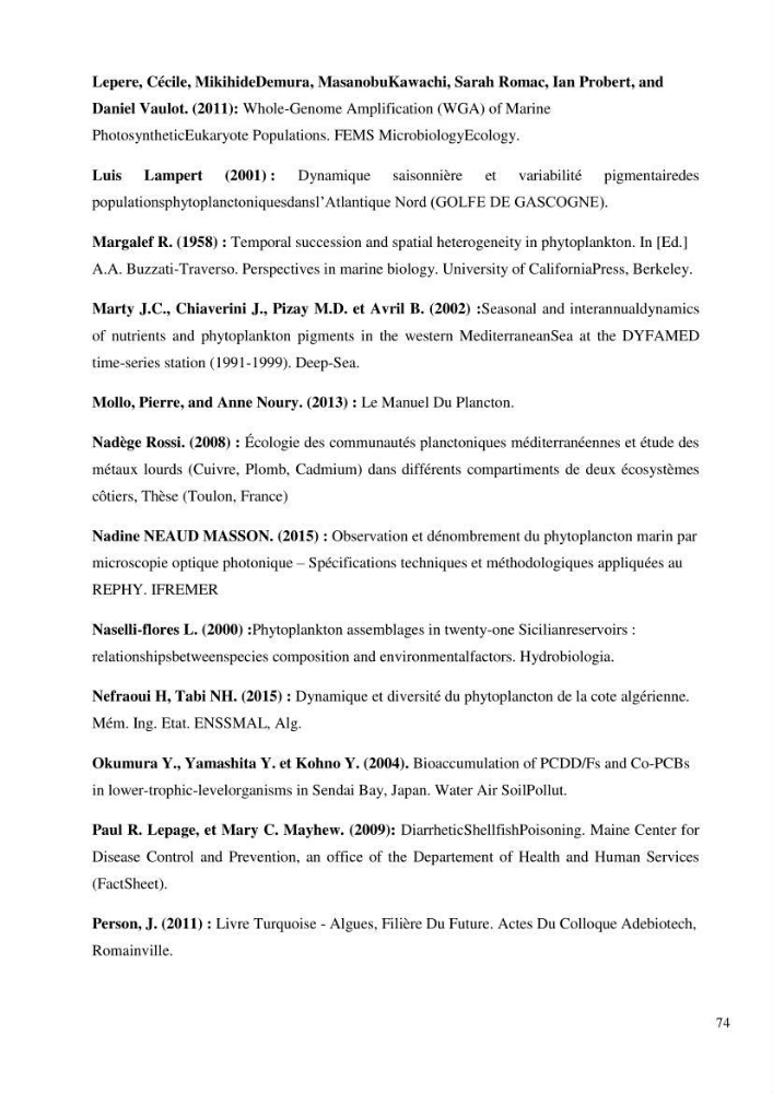 Dynamique et diversité du peuplement phytoplanctonique de la baie de Bou-Ismail.