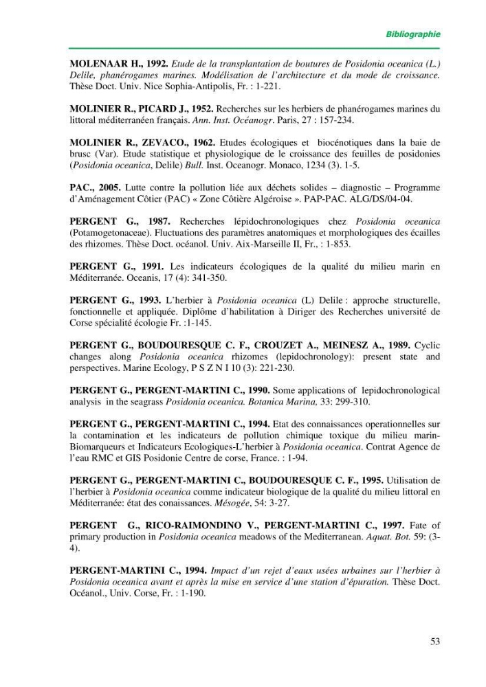Mise en place du balisage au niveau de la limite inférieure de l\'herbier à Posidonia oceanica (L) delile de l\'anse de kouâli