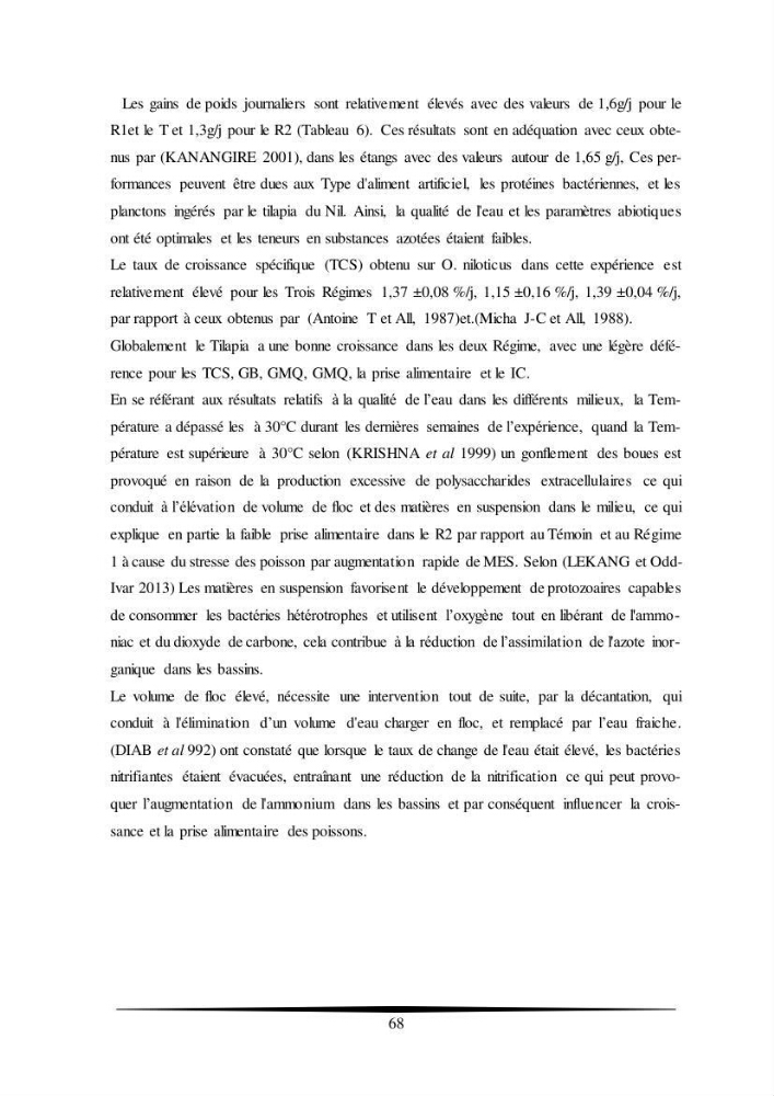 Essais d’élevage de Tilapia Nilotica en système biofloc : Effet sur la croissance, la reproduction et les paramètres du milieu