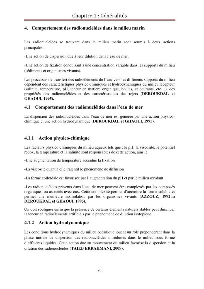 Détermination de la pollution radioactive dans les sédiments marins de la baie d\'Alger