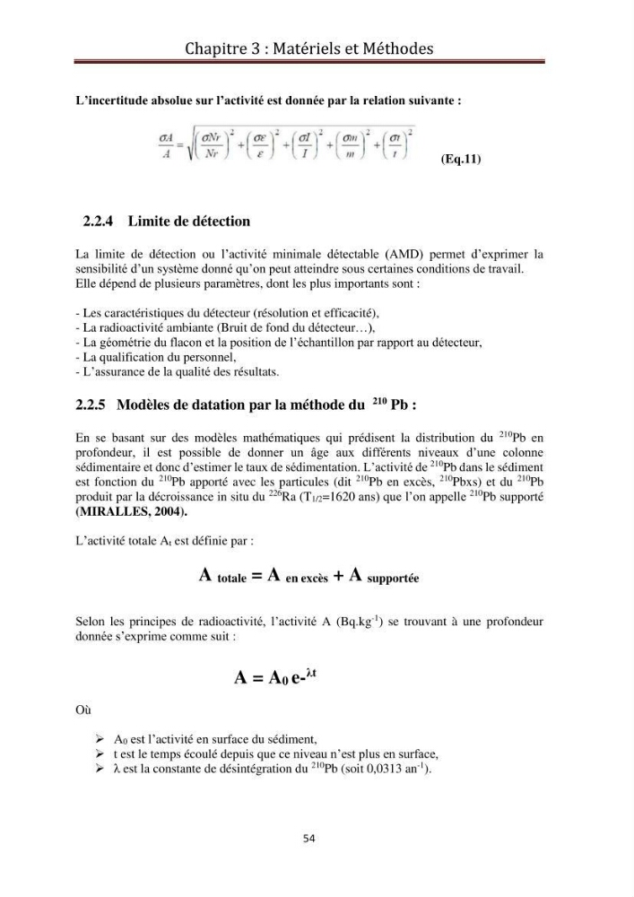 Détermination de la pollution radioactive dans les sédiments marins de la baie d\'Alger